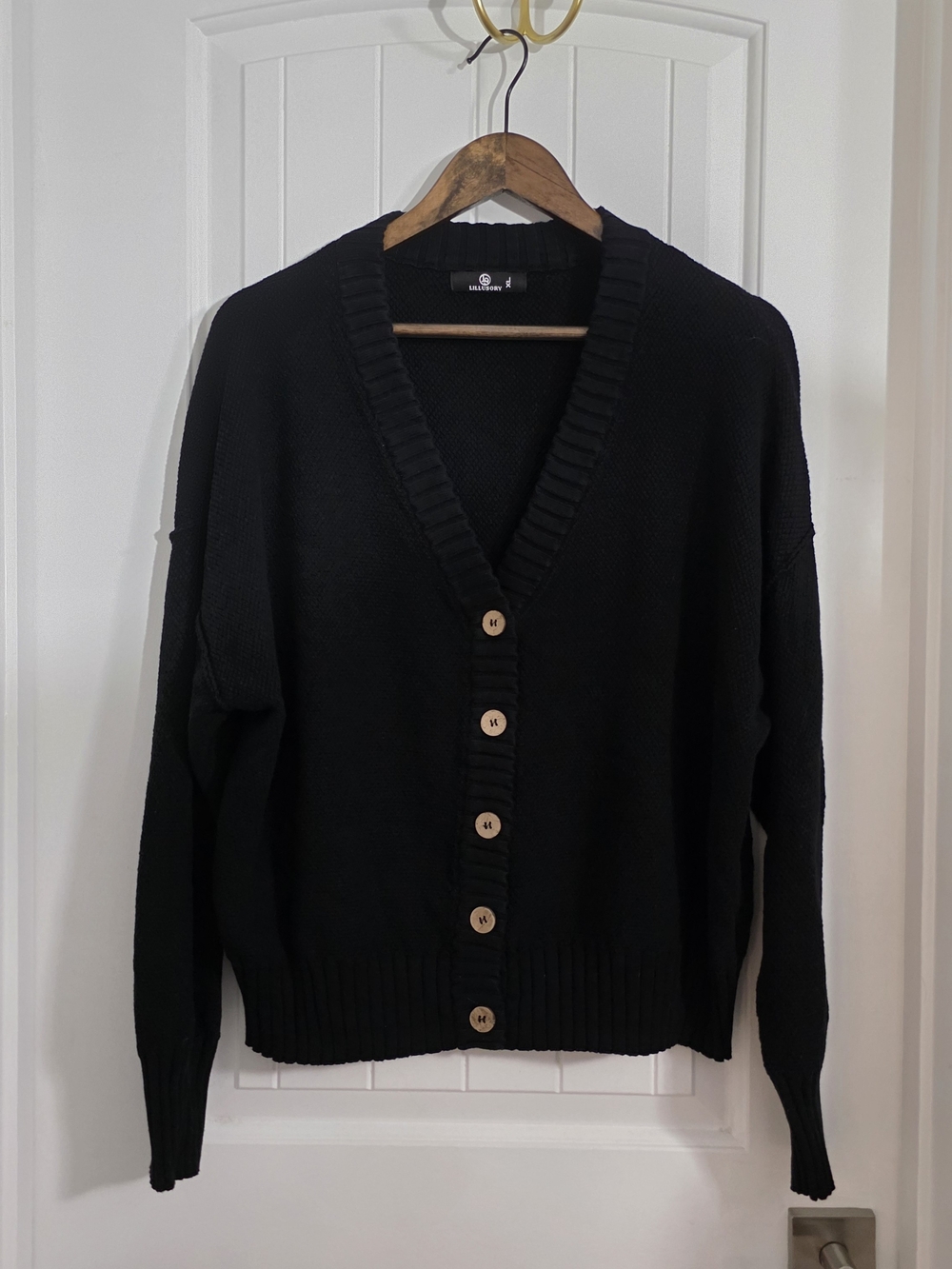 LILLUSORY Black Oversized Button Front Cardigan Sweater XL - Picture 2 of 9